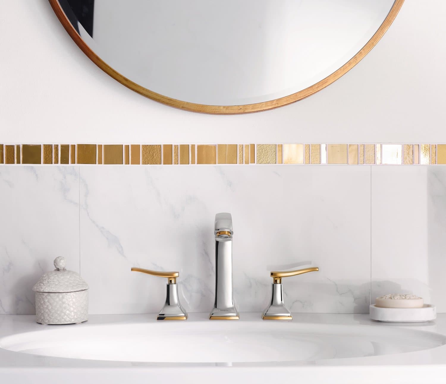 Mélangeur de lavabo Hansgrohe Metropol Classic 3 trous 160 poignées manettes, avec tirette et vidage