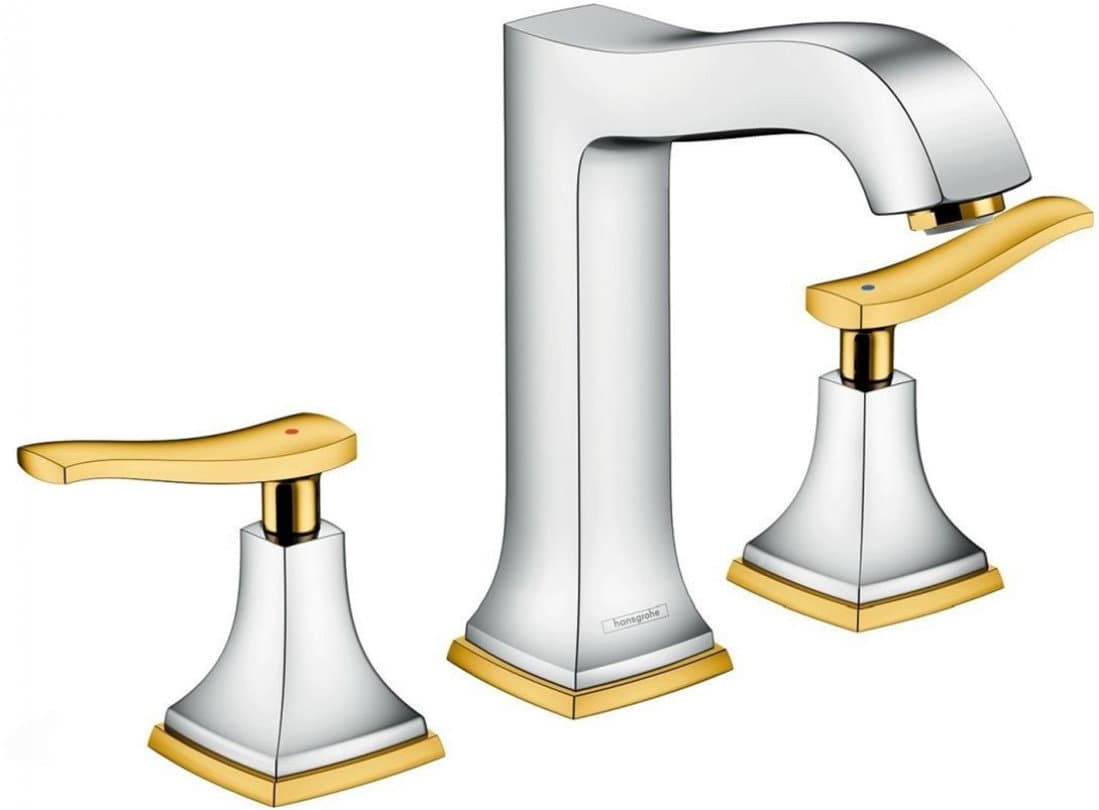 Mélangeur de lavabo Hansgrohe Metropol Classic 3 trous 160 poignées manettes, avec tirette et vidage - vue 4