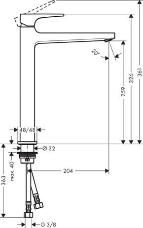 Mitigeur de lavabo Hansgrohe Metropol 260 avec bonde push-open - vue 5