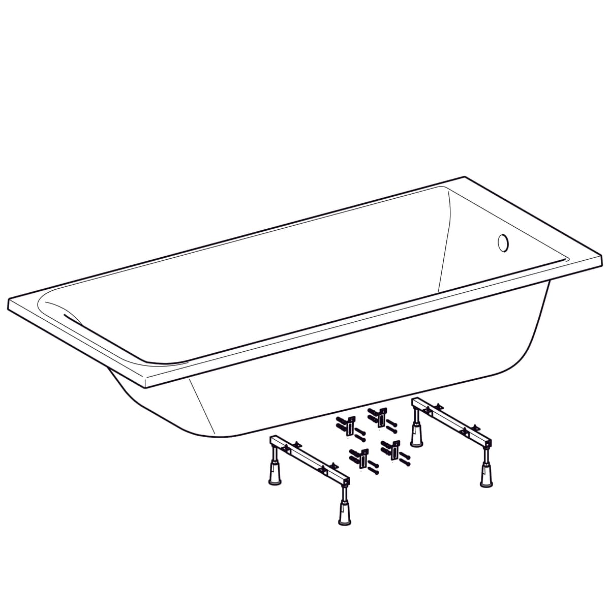 Baignoire rectangulaire Geberit Rekord 170 x 75 cm avec pieds - vue 5