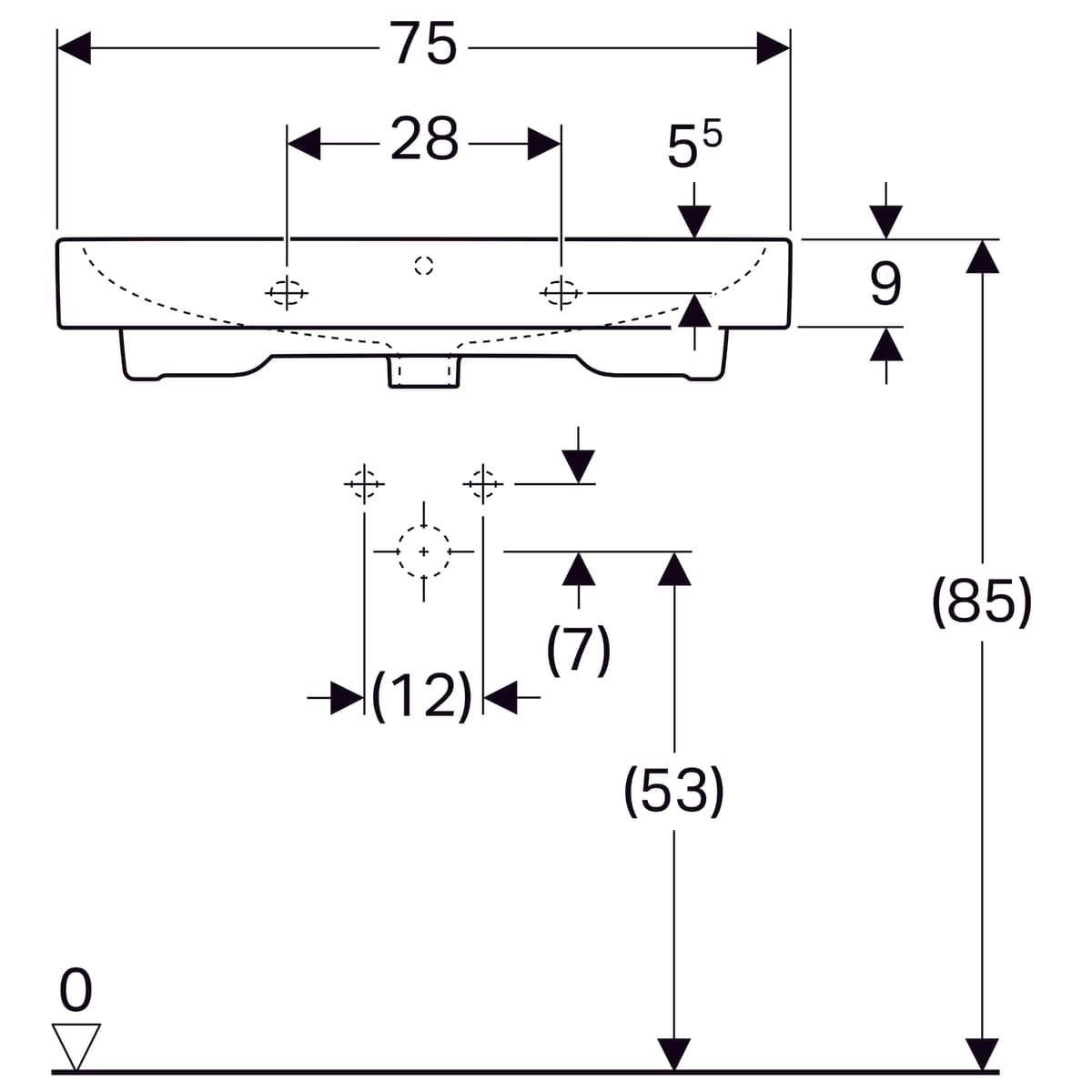 Plan-vasque Geberit iCon 75 cm - vue 5