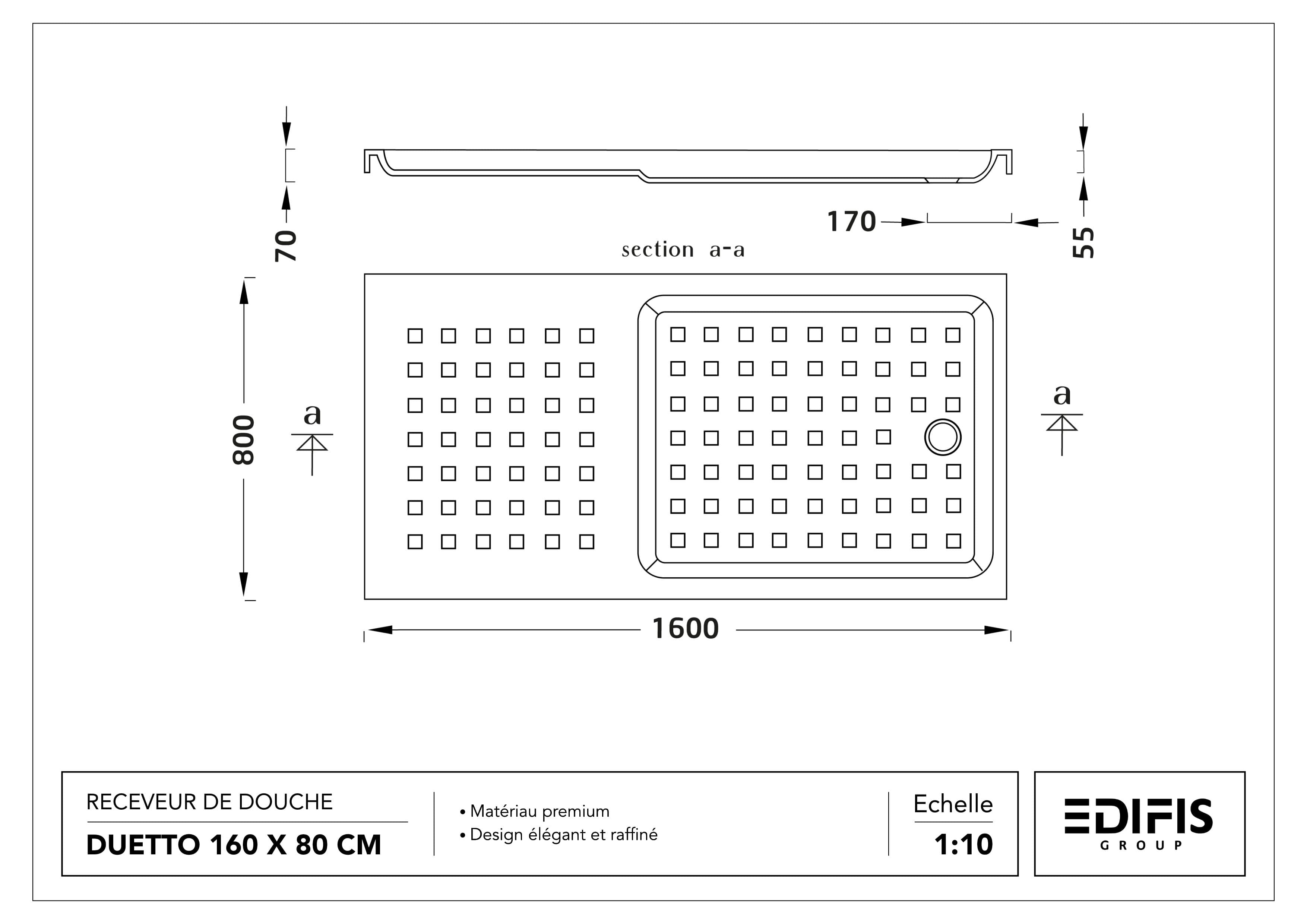 Receveur Duetto 160 x 80 cm sans vidage - vue 9