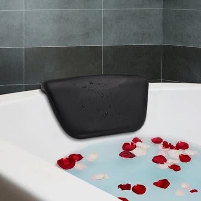 Repose-tête noir de forme rectangulaire, ergonomique et anti-dérapant pour baignoire