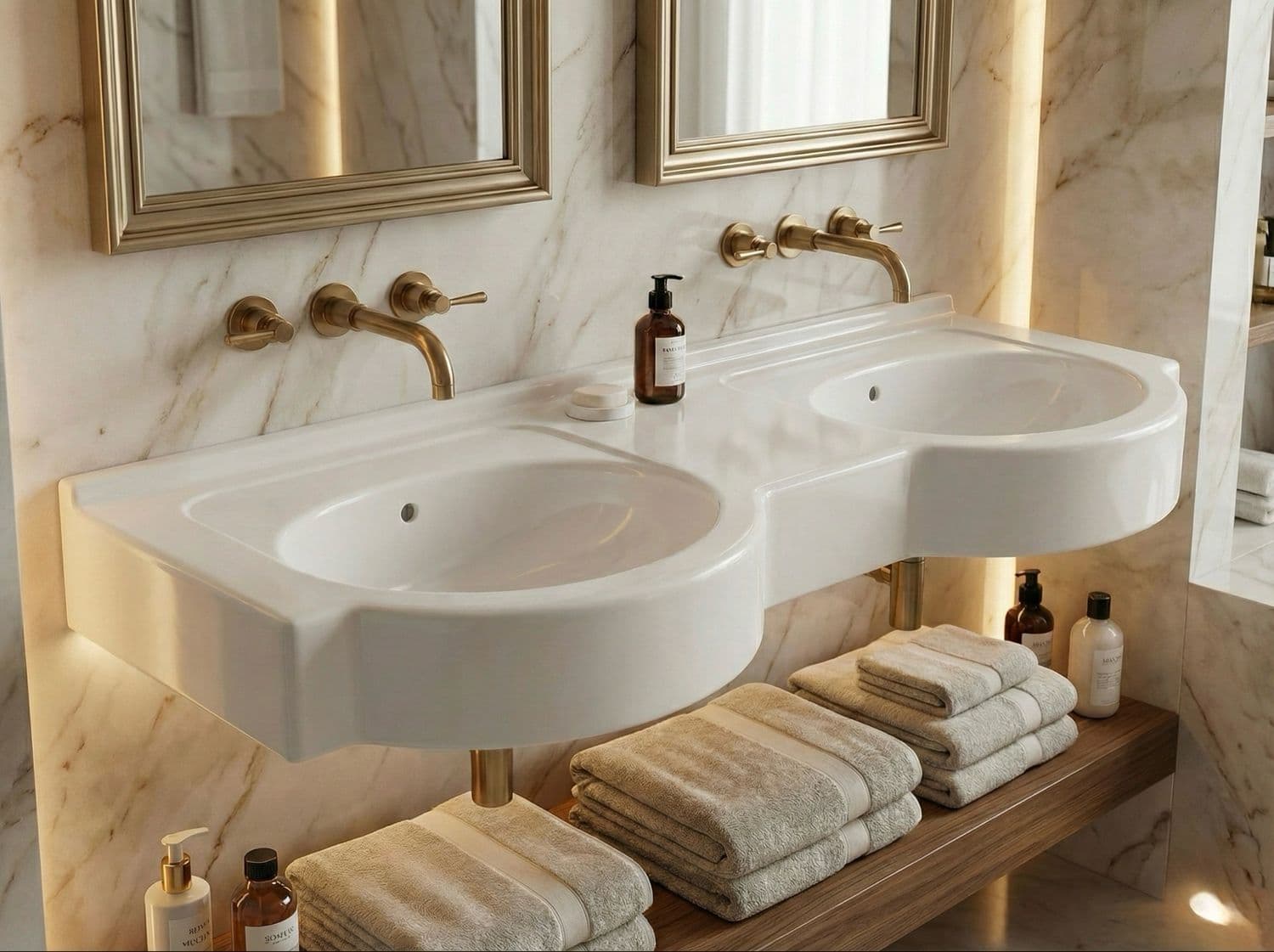 Plan-vasque double Riviera 140 ou 160 cm