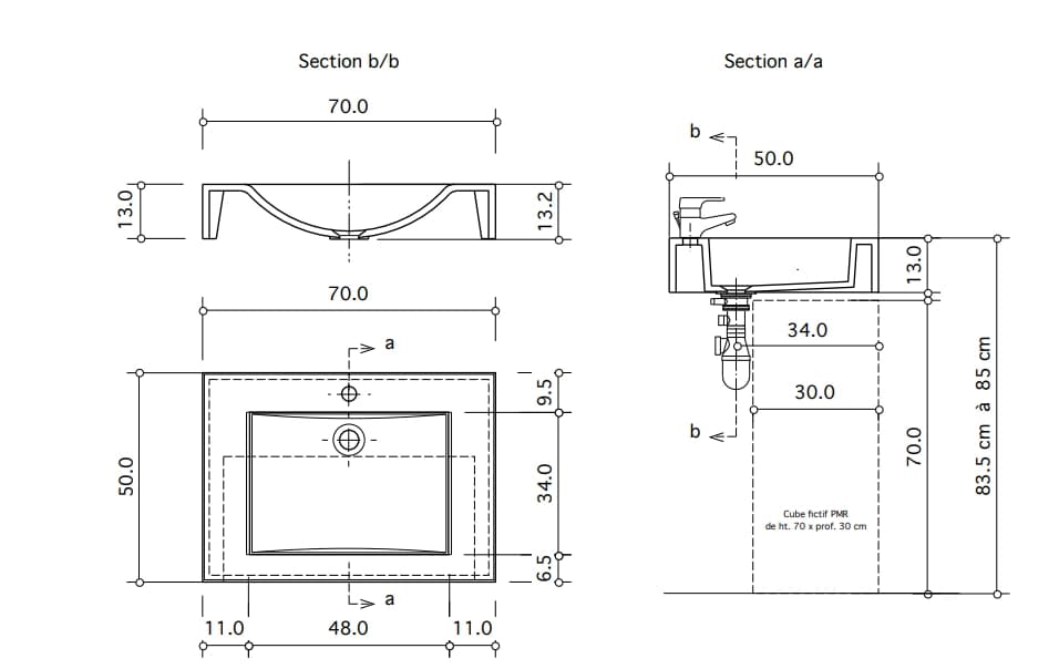 Plan-vasque Spazio 70 cm - vue 4