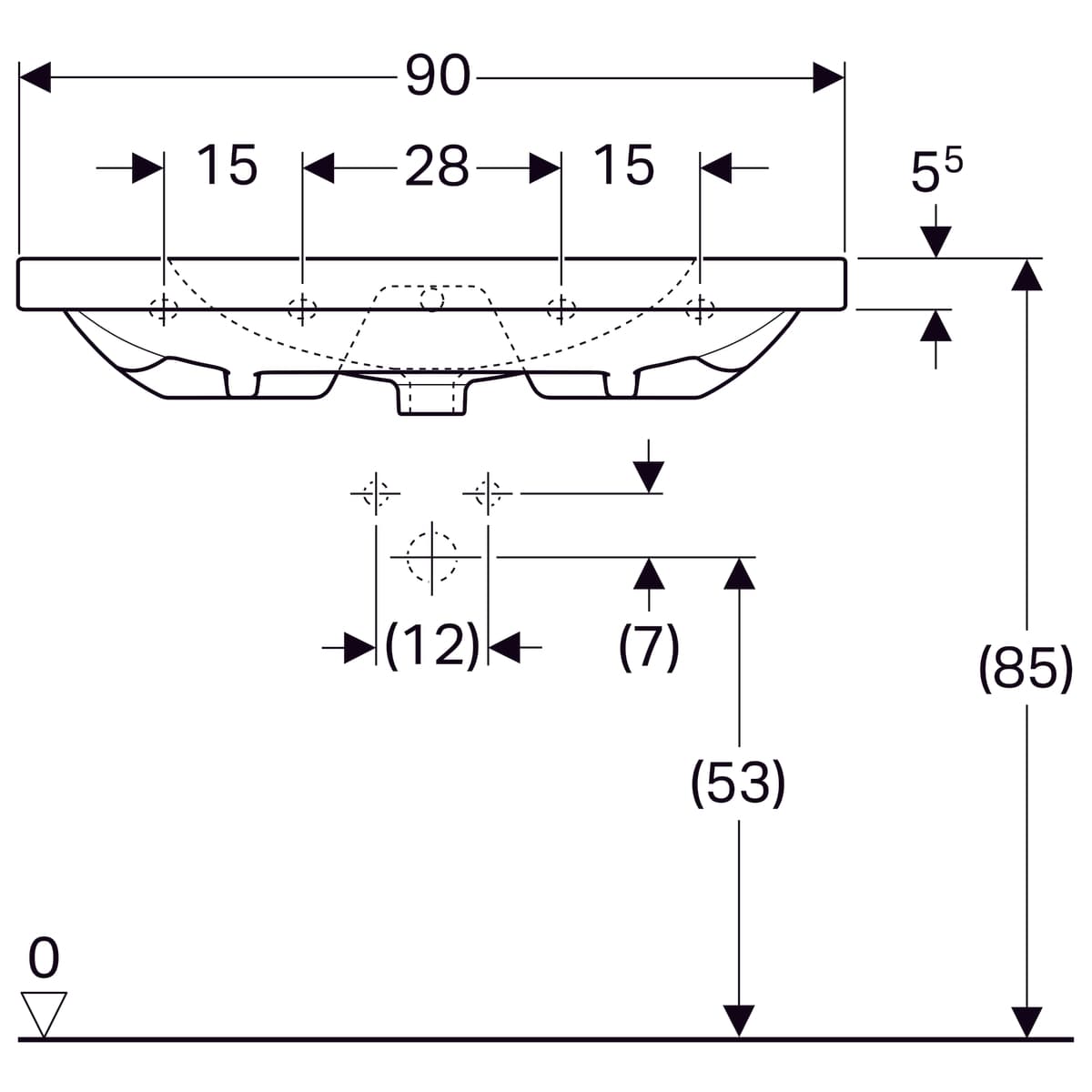 Plan-vasque Geberit Acanto 90 cm - vue 6