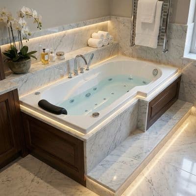 Baignoire Twin droite hydromassage mixte 160 x 85 cm