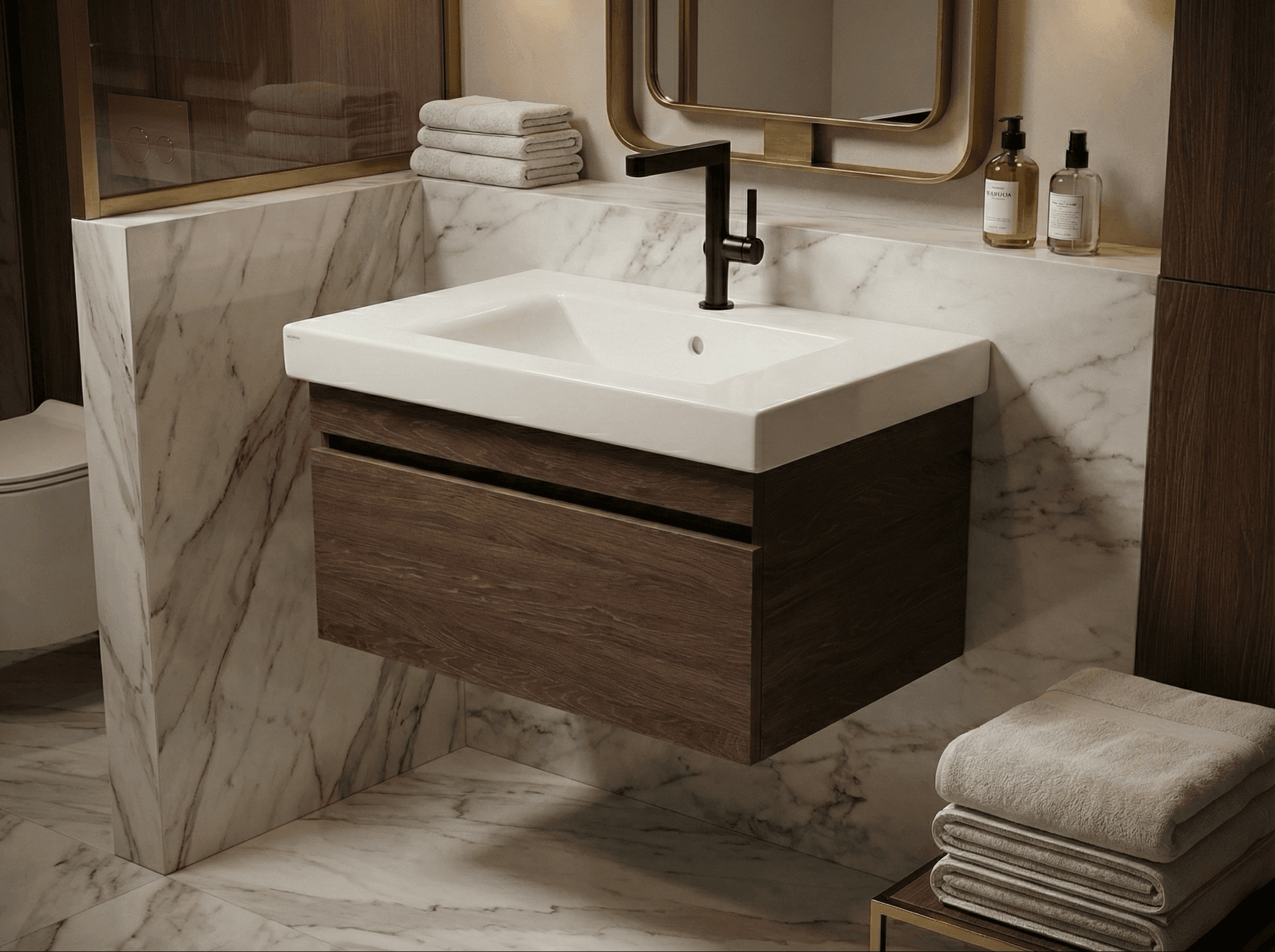 Meuble de salle de bains Spazio 70 cm à un tiroir (sans vasque) - vue 3