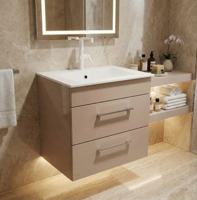 Meuble de salle de bains Spazio 60 cm à deux tiroirs (sans vasque)
