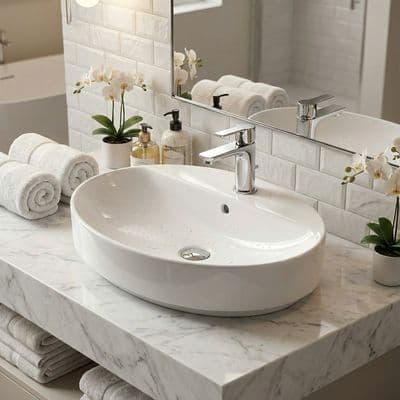 Vasque bol Geberit VariForm ovale 60 x 45 cm avec plage de robinetterie