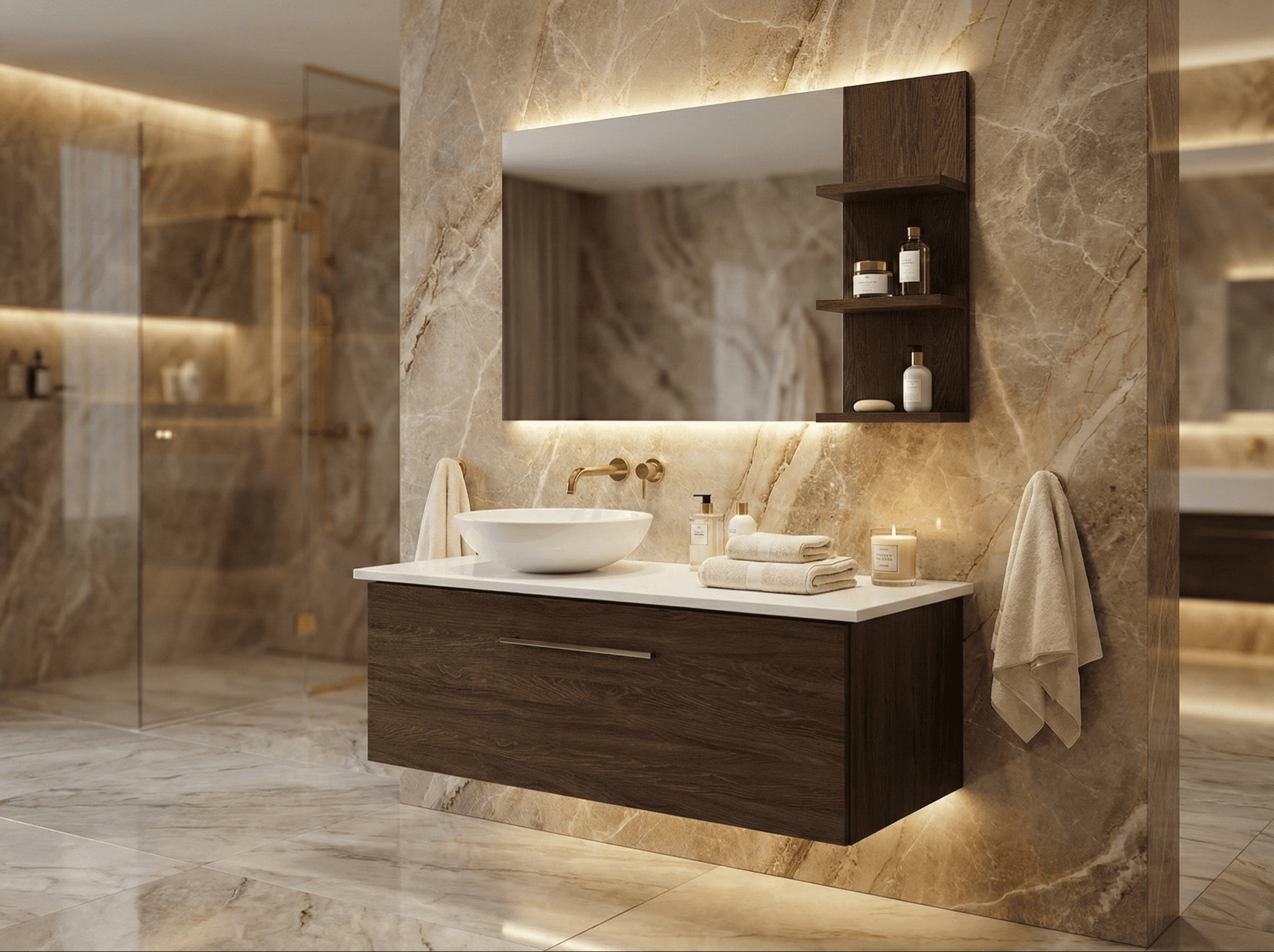 Meuble de salle de bains Stone 120 cm à un tiroir (sans vasque) - vue 3