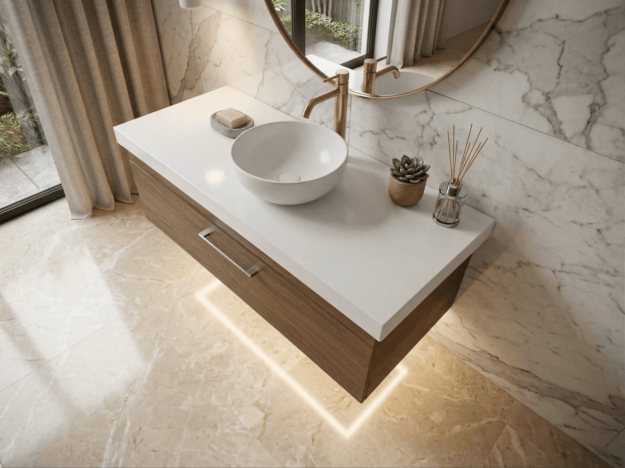 Meuble de salle de bains Stone 120 cm à un tiroir (sans vasque) - vue 5