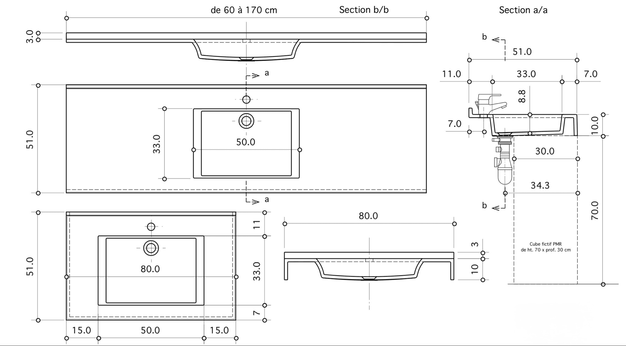 Plan-vasque Vita 100 cm - vue 6