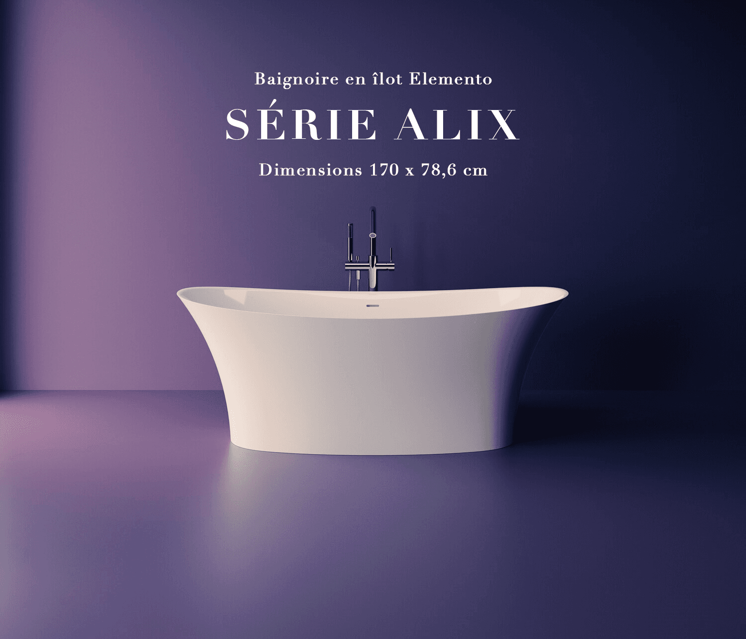 Baignoire en îlot Elemento - Série Alix - 170 x 78,6 cm - vue 11
