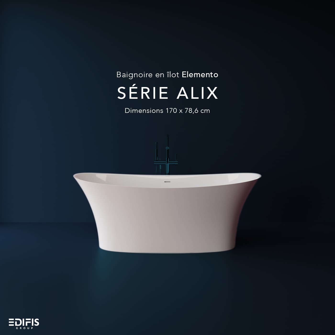 Baignoire en îlot Elemento - Série Alix - 170 x 78,6 cm - vue 10