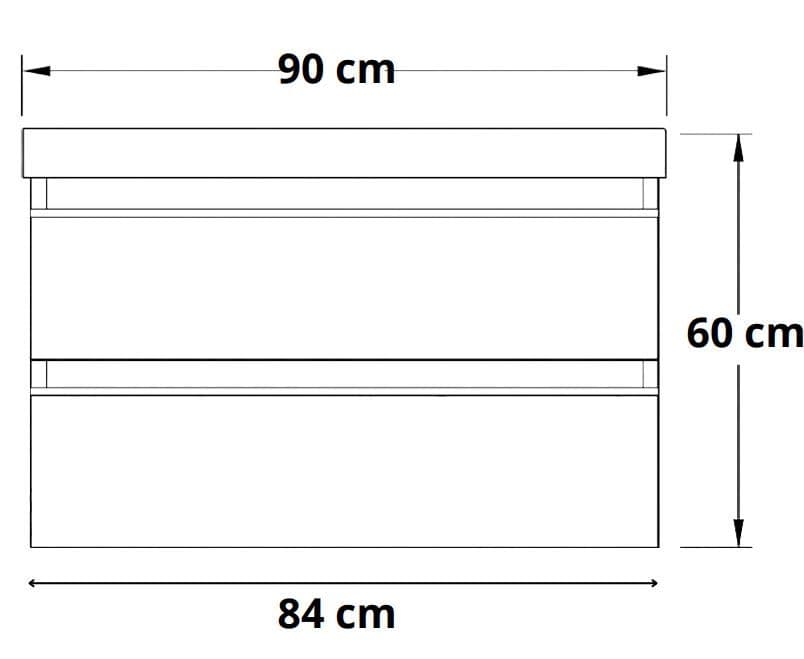 Meuble de salle de bains à deux tiroirs pour lavabo Geberit Smyle 90 cm (sans vasque) - vue 8