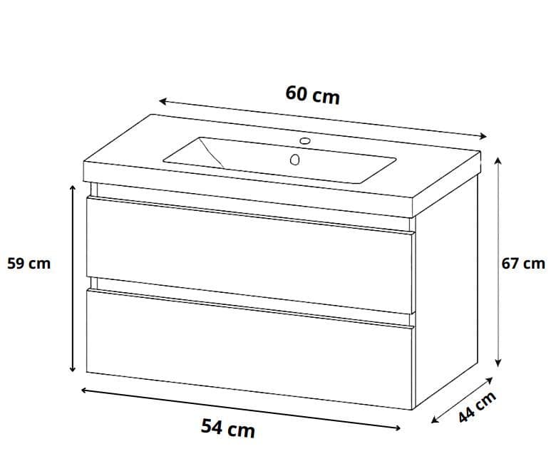 Meuble de salle de bains à deux tiroirs pour lavabo Geberit Smyle 60 cm (sans vasque) - vue 9