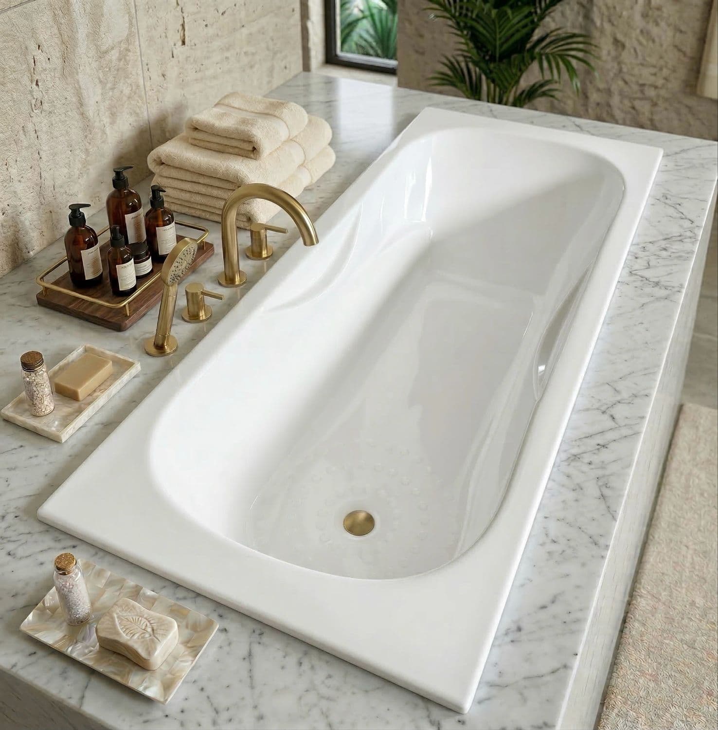 Baignoire Relax 170 x 70 cm avec accoudoirs et zone douche anti-dérapante