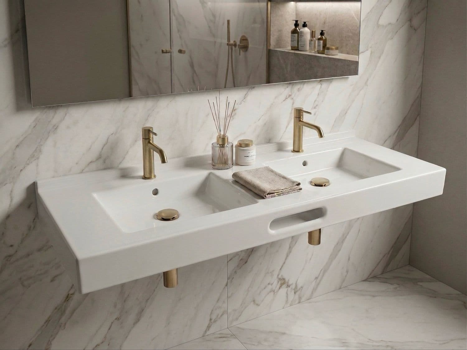 Plan-vasque double Vita 140 cm