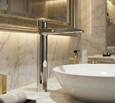 Mitigeur de lavabo rehaussé Deante Corio 253 sans bonde en chromé