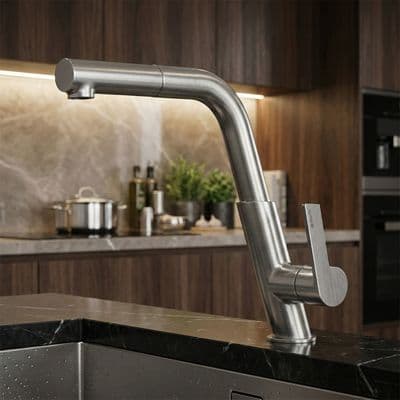 Mitigeur de cuisine Deante Silia avec douchette extractible en titane