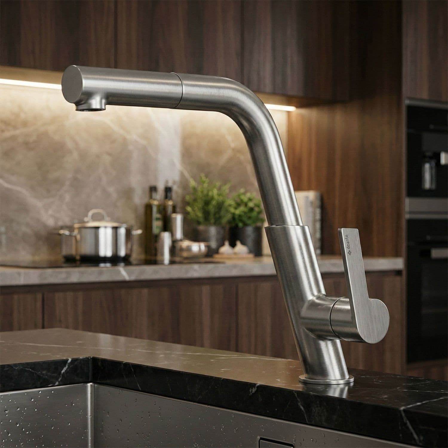 Mitigeur de cuisine Deante Silia avec douchette extractible en titane