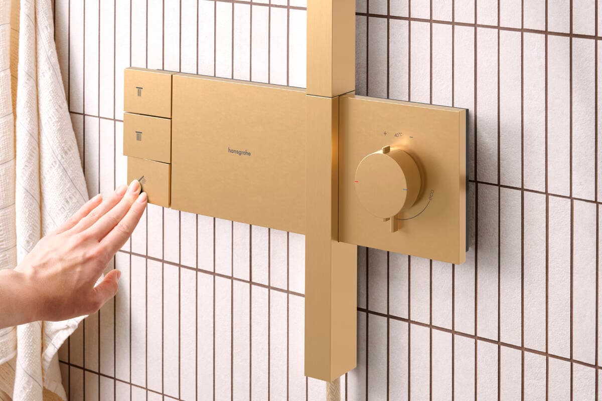 Colonne de douche Showerpipe Hansgrohe Raindance Alive S 300 2 jets avec mitigeur thermostatique ShowerSelect Comfort en bronze brossé - vue 3