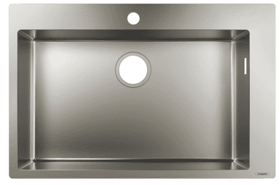 Évier de cuisine Hansgrohe encastré simple bac 66 cm sans égouttoir en acier inoxydable brossé