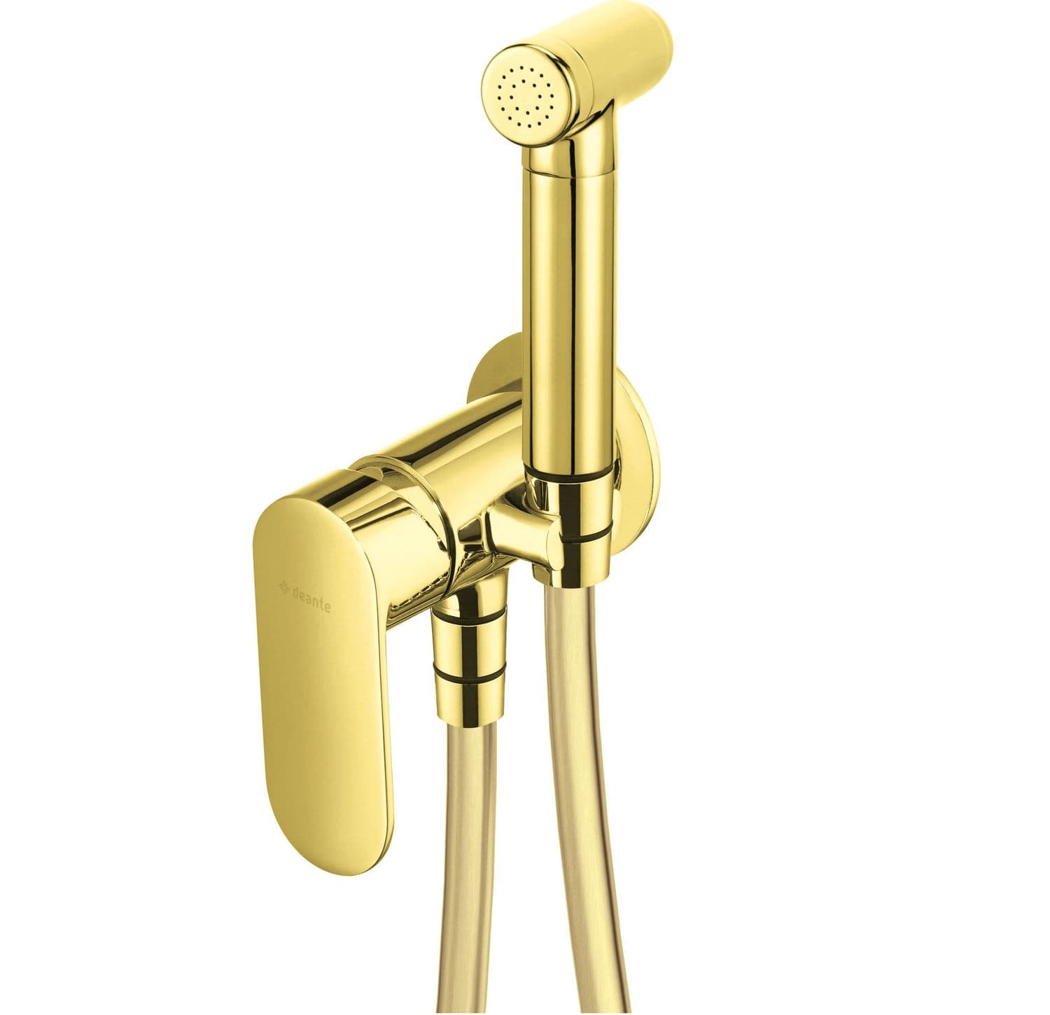 Ensemble hygiénique de WC avec mitigeur encastré Deante Alpinia en PVD doré poli avec flexible de 120 cm