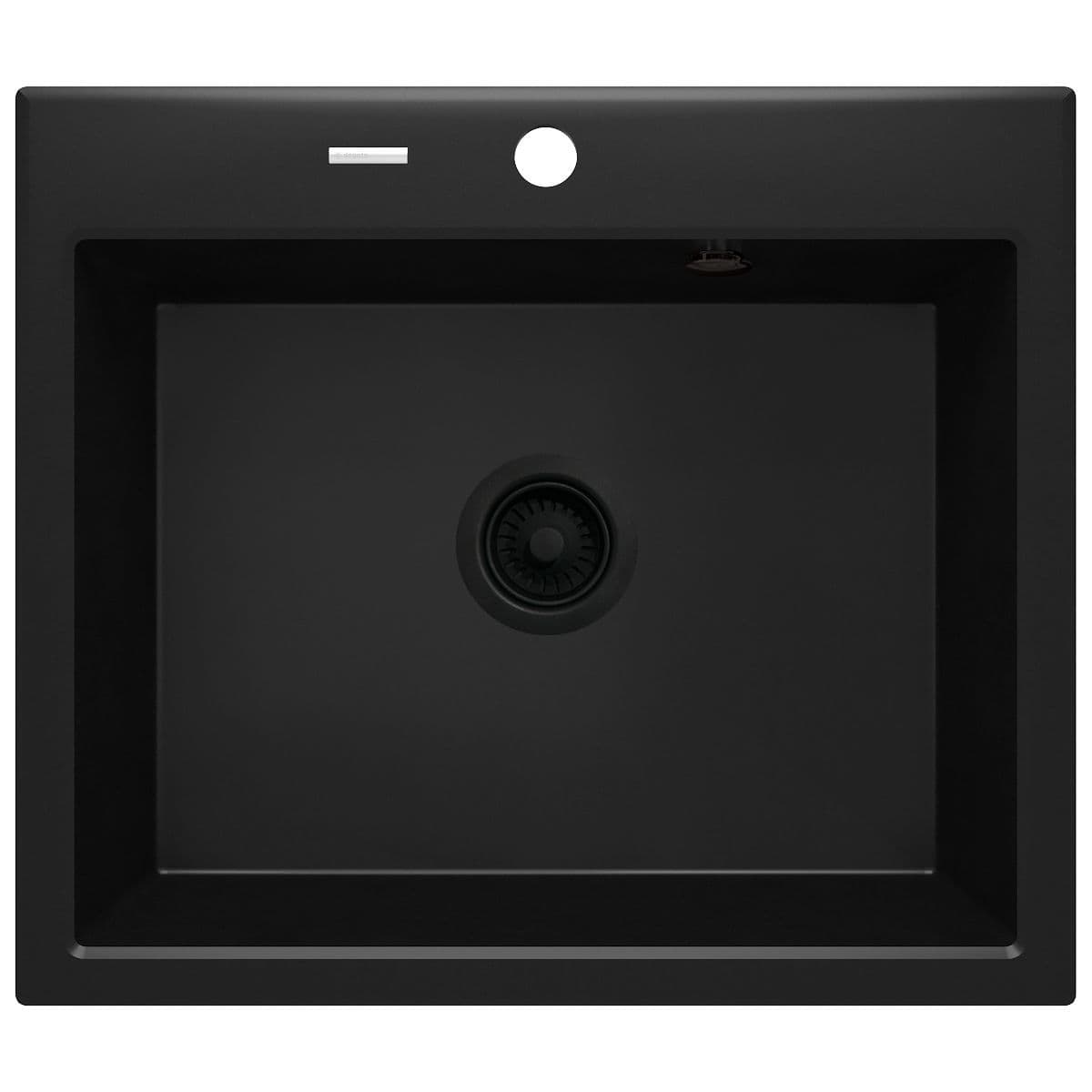 Évier de cuisine encastrable simple bac granit Deante Andante 60 x 52 cm en noir avec vidage télescopique gain de place